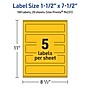 Avery Laser/Inkjet Rectangle Multipurpose Labels, 1.5" x 7.5", Bright Yellow, 100/Pack (94231)~#|#~11FD803A-5C47-4481-BCB6CA5724C2D2AB_sc7