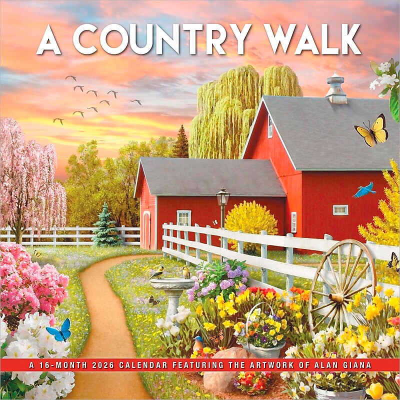 2026 BrownTrout A Country Walk 12" x 12" Monthly Wall Calendar (9781773728629) image 1