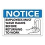Cosco NOTICE: Employees Must Wash Hands Before Returning to Work Indoor Sign, 9" x 6", Blue/White (098606)~#|#~12055131-A957-4432-8AE5CAE094B167F8_sc7