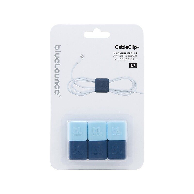 Bluelounge CableClip Cable Multipurpose Clips, Light Blue/Dark Blue, 6/Pack (BLUCC-SM-BLU) image 1