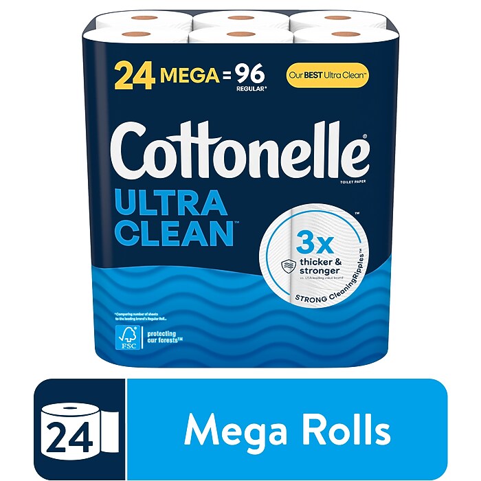 Cottonelle Ultra CleanCare Strong Tissue, 24 Mega Rolls, 340 Sheets Per Roll