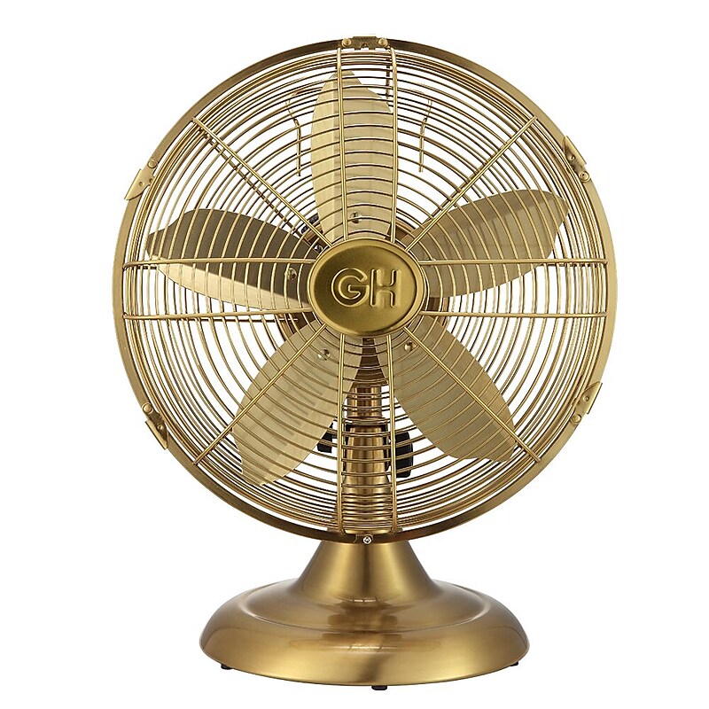 Good Housekeeping 12" Oscillating Desk Fan, 3-Speed, Satin Brass (92613) image 1