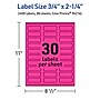 Avery Laser/Inkjet Rectangle Multipurpose Labels, 0.75" x 2.25", Neon Magenta, 2400/Box (94216)~#|#~122303B5-ED30-48BB-A7350AADF89FAA56_sc7