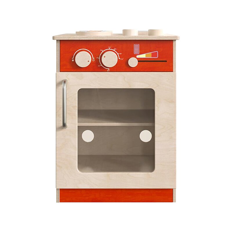 Flash Furniture Bright Beginnings Children's Kitchen Stove with Integrated Storage, Brown/Red (MK-ME03522-GG) image 1