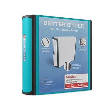 Staples 3" 3-Ring Better Binder, Light Blue (15129-US)