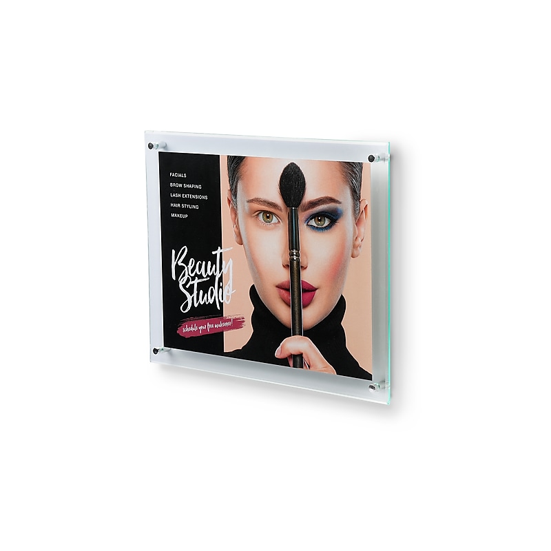 Staples Premium Sign Holder, 8.5" x 11", Clear with Green Edges Acrylic (ST17171/17171) image 1