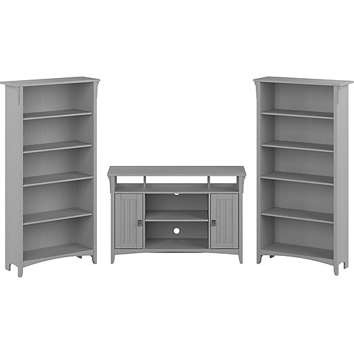 Bush Furniture Salinas Tall TV Stand with 5Shelf Bookcases, Screens up