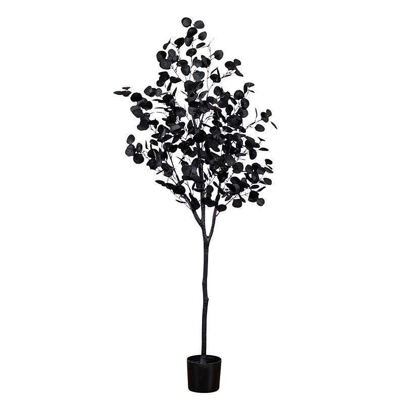 Nearly Natural Artificial Halloween Black Eucalyptus Tree, 6' (T5151) image 1