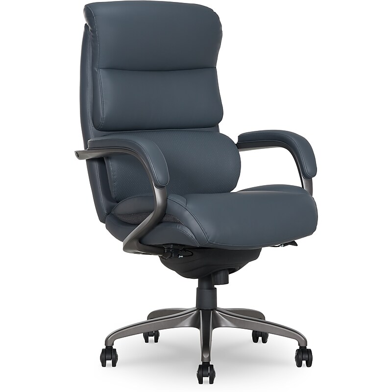 La-Z-Boy Aberdeen Ergonomic Bonded Leather Swivel Executive Chair, Dark Blue (51545-DBLU) image 1