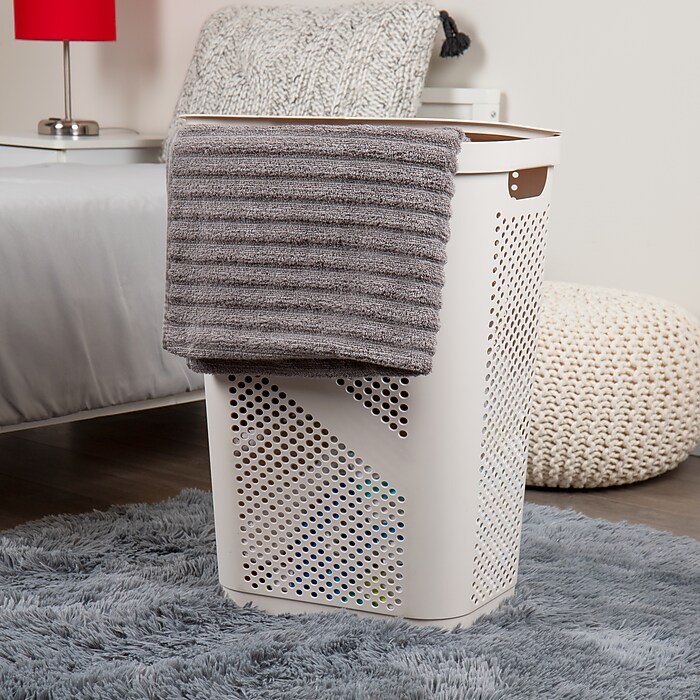 Mind Reader 15.85-Gallon Slim Laundry Hamper with Lid, Plastic