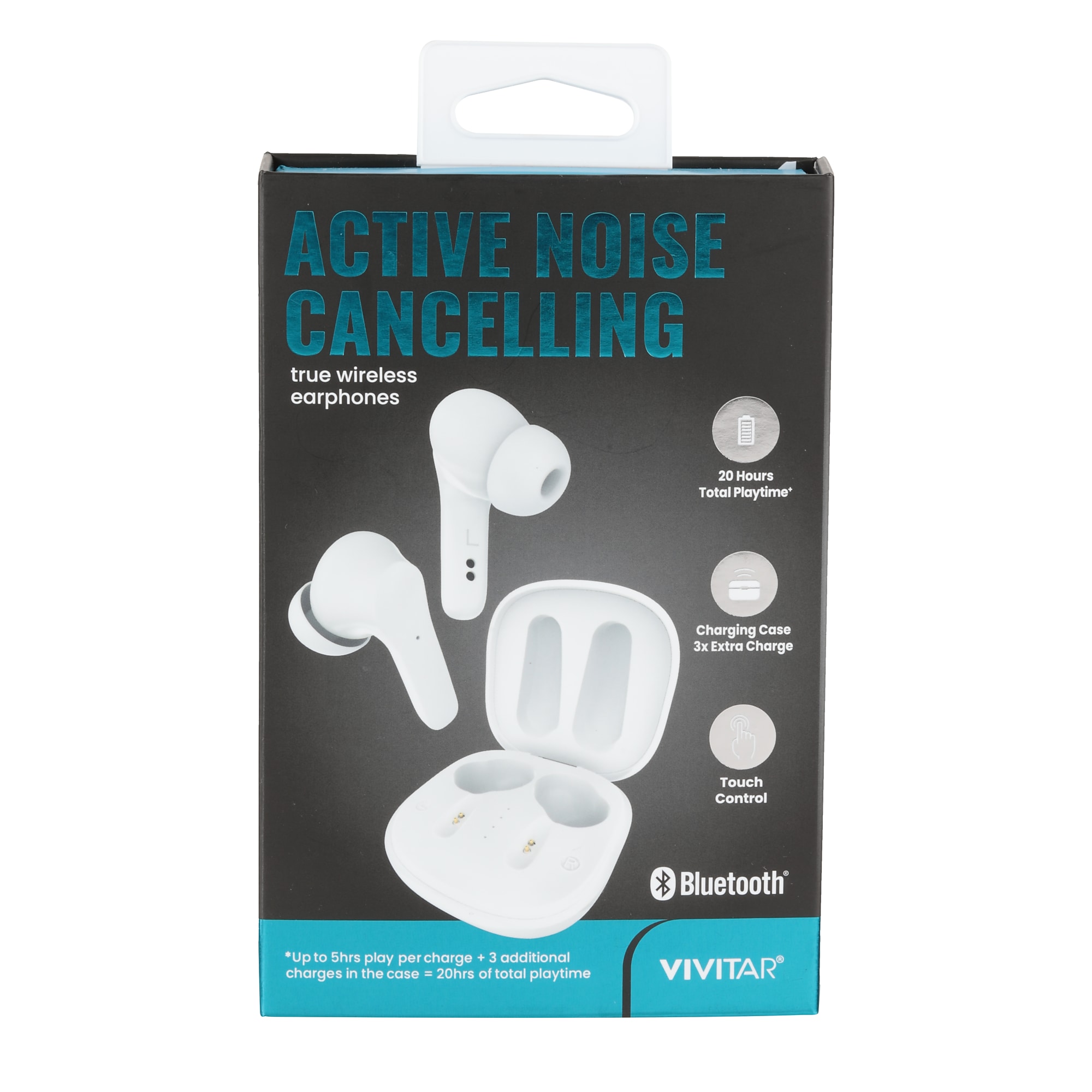 Vivitar Wireless Active Noise Canceling Earbuds, Bluetooth, White (STP2100-WHT-T35-12) Sansujyuku sansujyuku.com