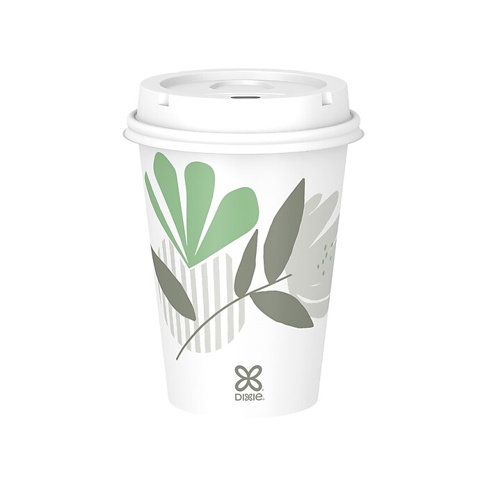 Dixie Pathways Paper Hot Cups, 12 oz., White, 50/Pack (2342PATH