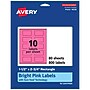 Avery Laser/Inkjet Rectangle Multipurpose Labels, 1.5" x 2.75", Bright Pink, 800/Box (94230)~#|#~1275F917-C865-4340-AAA73557BDA4EA61_sc7