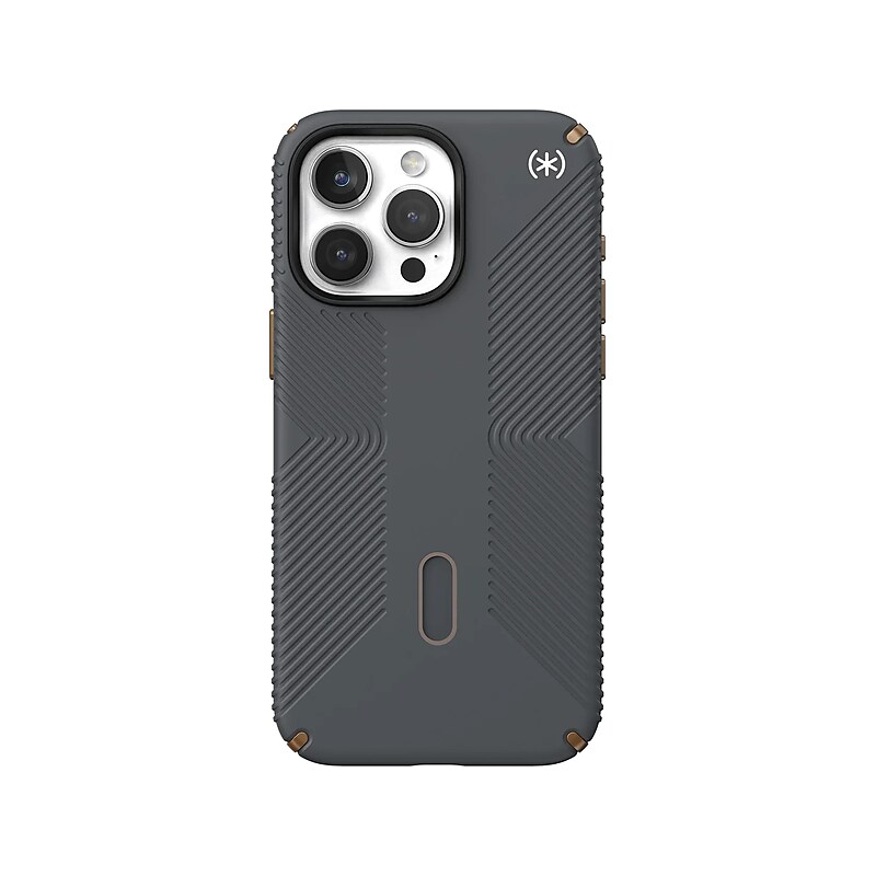 Speck Presidio 2 Grip MagSafe ClickLock Phone Case for iPhone 15 Pro Max, Charcoal Gray/Cool Bronze (150463-3212) image 1