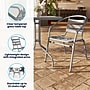 Flash Furniture Lila Glass Top Metal Table with 2 Stack Chairs, 23.75'' Square Silver (TH0731SQ017CBK2)~#|#~127CA171-DC62-430A-B74FF28C6CB1C854_sc7