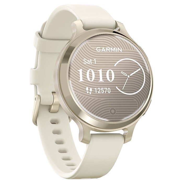 Garmin Lily 2 Active Smartwatch, GPS, 38mm, Lunar Gold Case, Bone