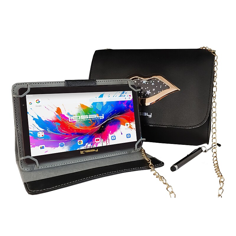 Linsay 7" Octa Core Tablet, WiFi, 128GB SSD, Android 15, Bundled with Stylus Pen, Black Case & Handbag (F7UXD128BLACKISS) image 1