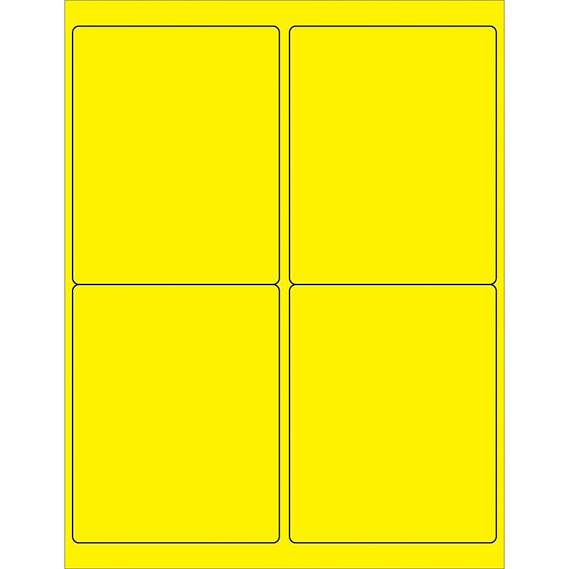 Tape Logic Laser Address Labels, 4" x 5", Fluorescent Yellow, 400/Carton (LL181YE) image 1