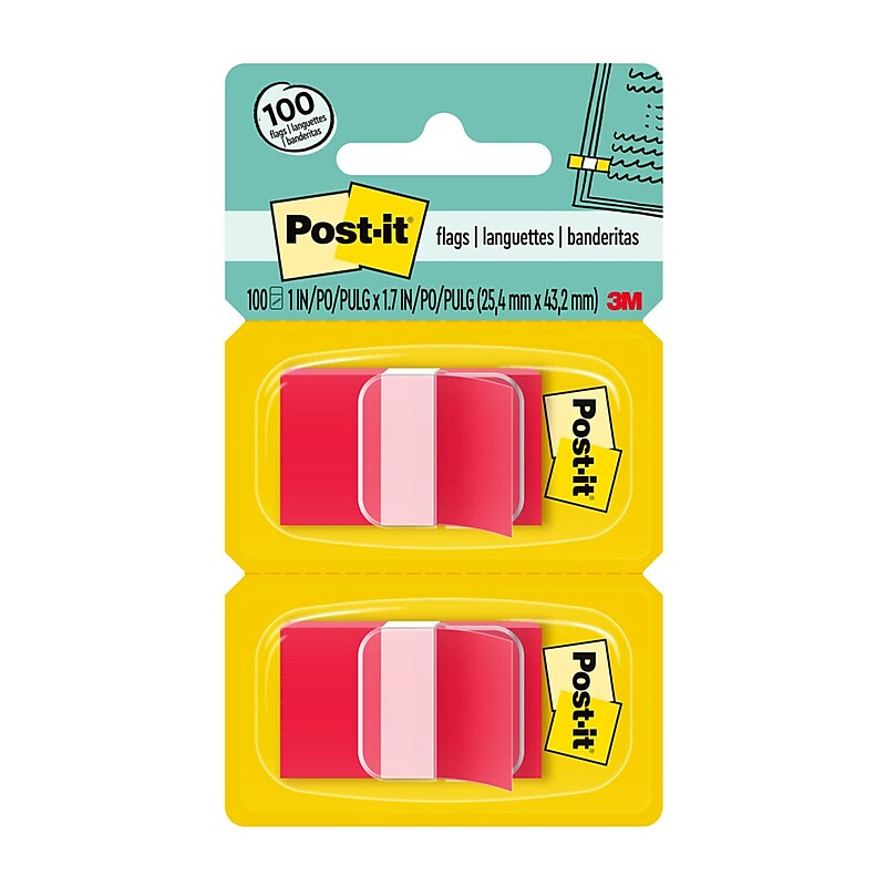 Post-it Flags, 1", Red, 100 Flags/Pack (680-RD2) image 1