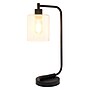 Simple Designs Bronson Antique Industrial Lantern LED Desk Lamp, 18.80", with Glass Shade, Black (2637380)~#|#~128BAC26-B78F-4D88-BEC493D3BDD9AB1B_sc7
