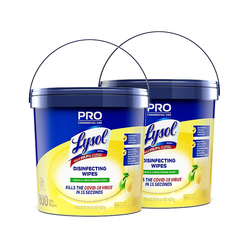 Lysol Pro Disinfecting Wipes, Lemon & Lime Blossom Scent, 800 Wipes/Canister, 2 Canisters/Carton (19200-99856CT) image 1