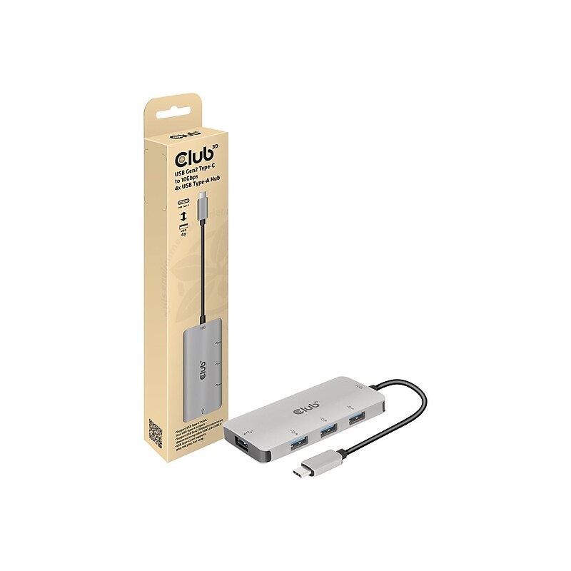 Club 3D 4-Port USB 3.1 Gen 2 Hub, Silver (CSV-1547) image 1