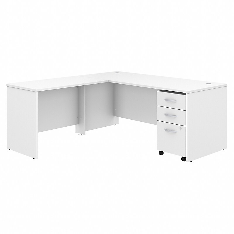 Bush Business Furniture Studio C 72"W L Shaped Desk with Mobile File Cabinet and Return, White (STC007WH) image 1