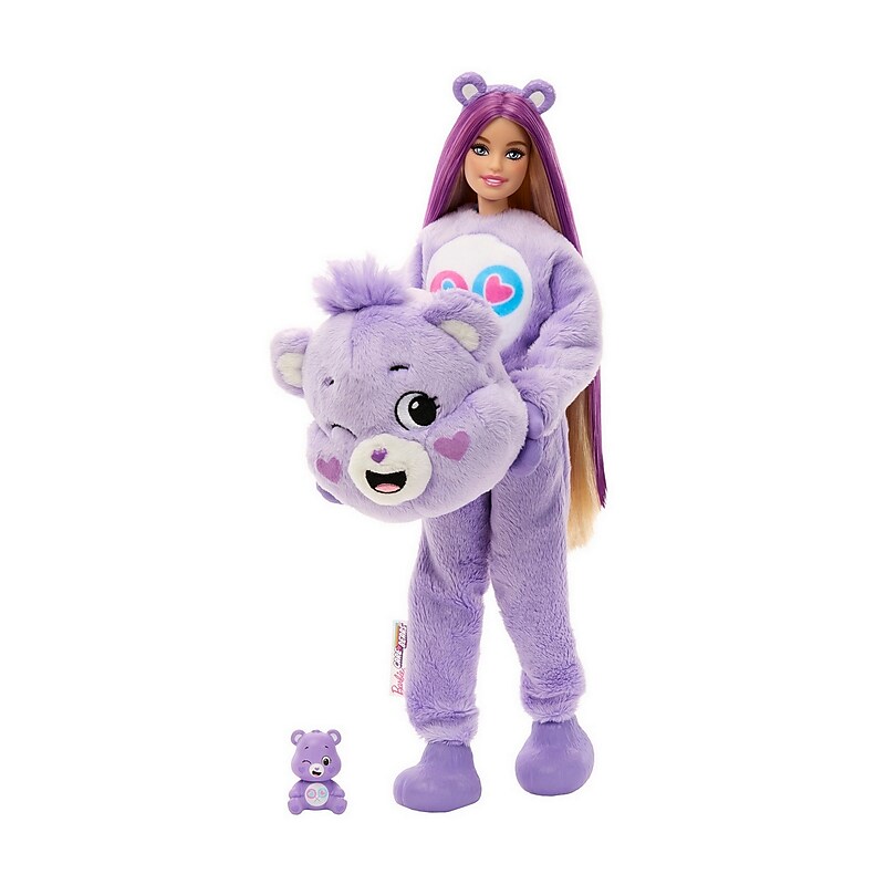 Mattel Barbie Cutie Reveal Care Bears Series Doll, Share Bear Plush Costume, Purple (JCN94) image 1