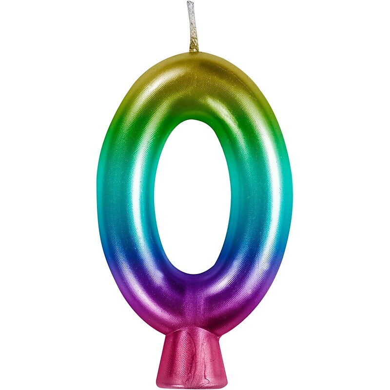 Creative Converting Metallic 0 Birthday Candles, Rainbow, 12/Pack (365104) image 1