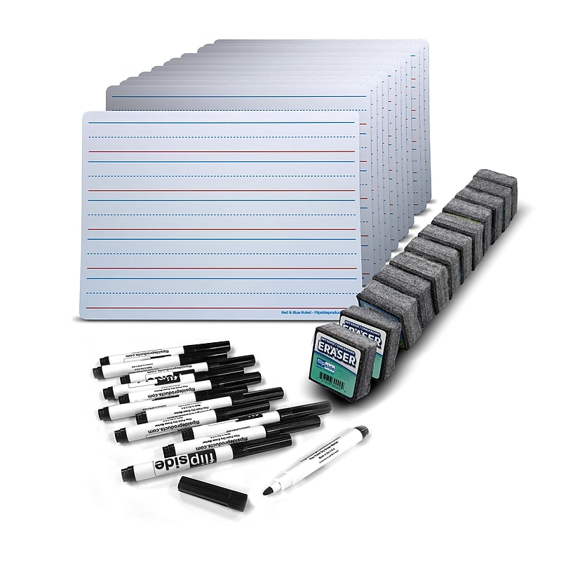 Flipside Double Sided Magnetic Laminate Learning Dry-Erase Whiteboard, 9' x 12', 36/Pack (20376) image 1