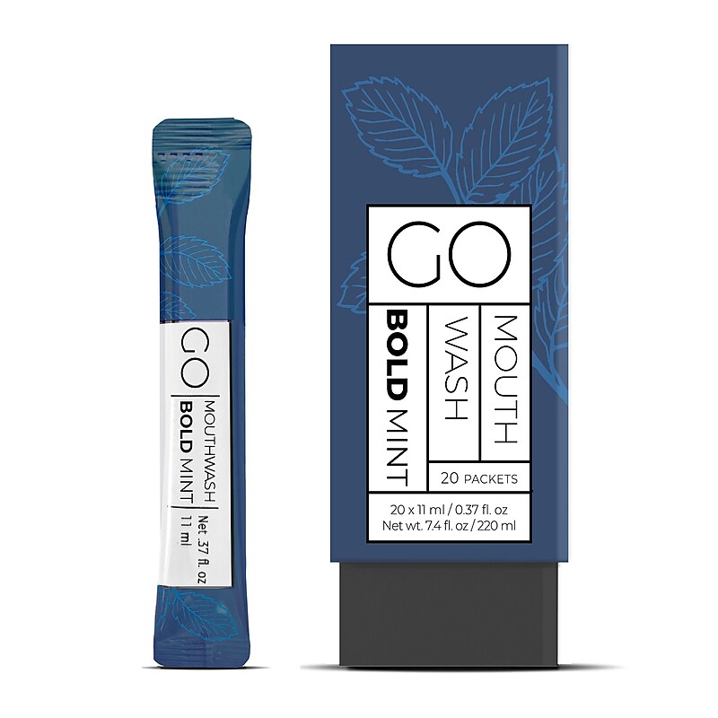 Go Mouthwash Bold Mint Mouthwash, 0.37 oz., 20/Pack (GMHMW20BOLD) image 1