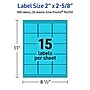 Avery Laser/Inkjet Multipurpose Rectangle Labels, 2" x 2-5/8", Bright Blue, 300/Pack (94235)~#|#~12B2FBF1-C9A5-4E8A-AE70F2F07B05A036_sc7