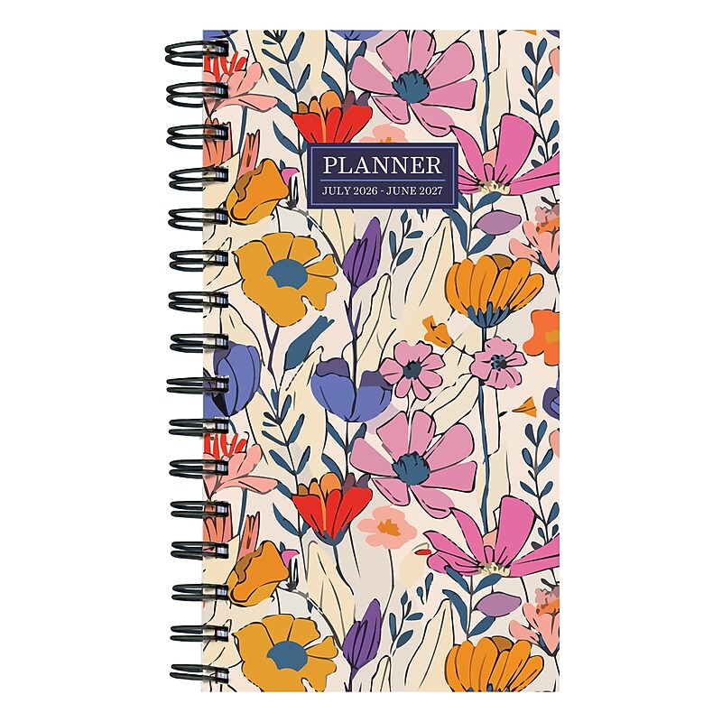 2026-2027 TF Publishing Field of Flowers 3.5" x 6.5" Academic Year Weekly & Monthly Planner, Paperboard Cover (AY27-7500) image 1