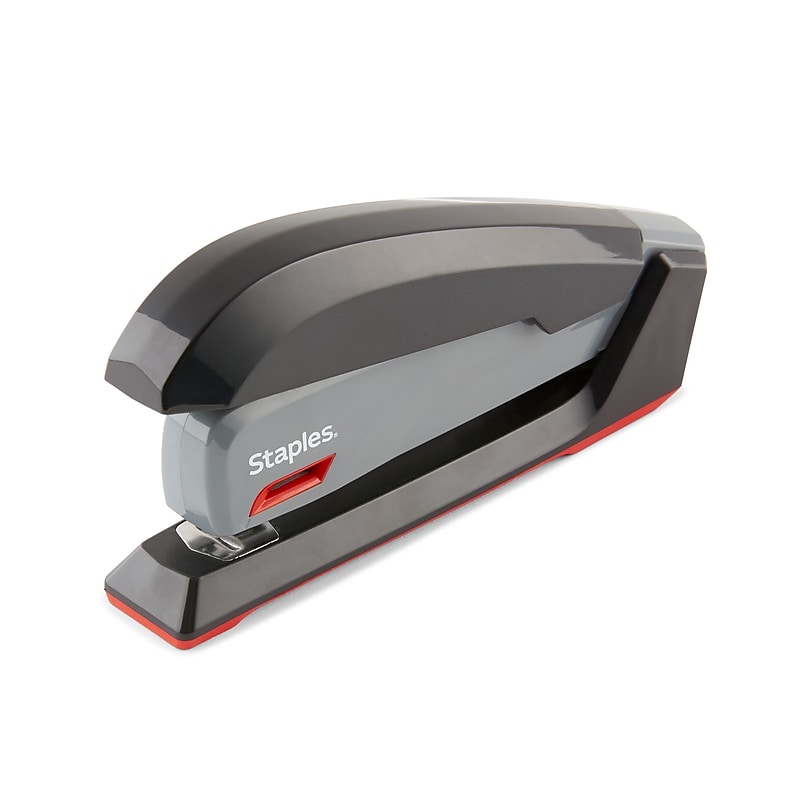 Staples One-Touch Desktop Stapler, 20 Sheet Capacity, Gray/Black/Red (44425) image 1