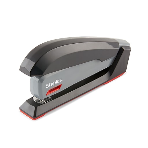 Staples One-Touch Desktop Stapler, 20 Sheet Capacity, Gray/Black/Red (44425)