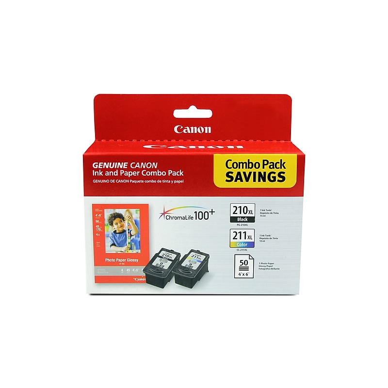 Canon PG-210XL/CL-211XL Black/Tri-Color Standard Yield Ink Cartridge, Bundle, 2/Pack image 1