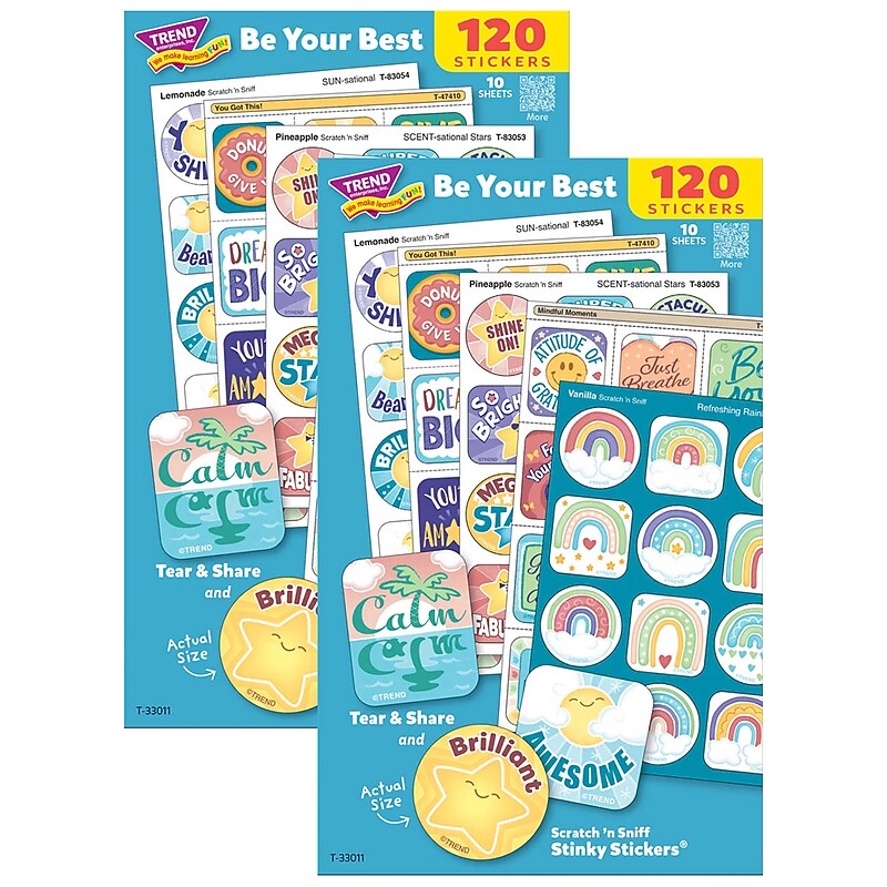 Trend Enterprises Be Your Best Mixed Stickers Variety Pack, Multicolored, 120/Pack, 2/Packs/Bundle (T-33011-2) image 1