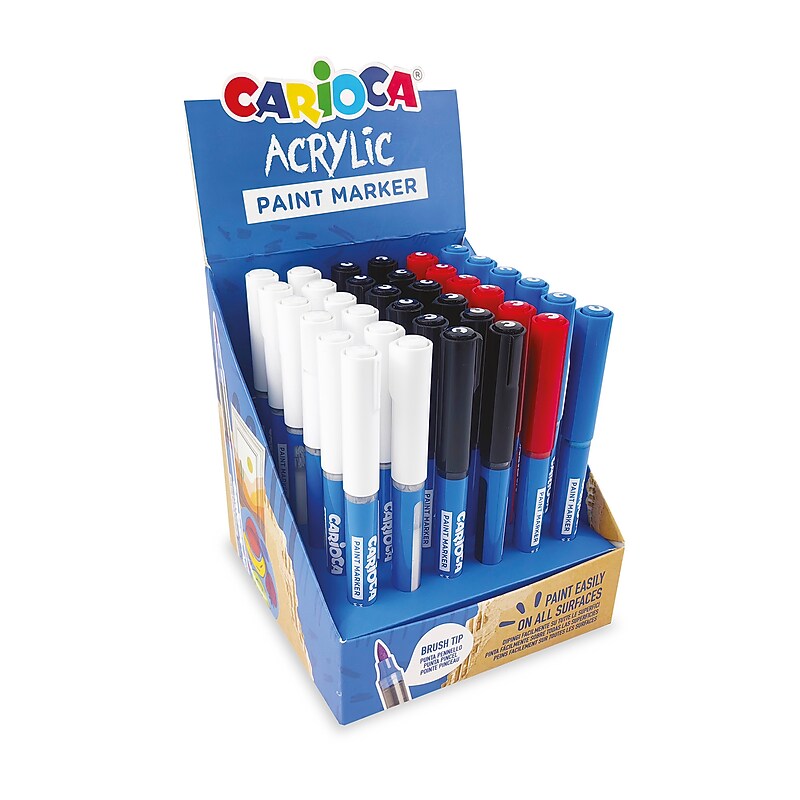 CARIOCA Water Based Acrylic Paint Marker Expo, Brush Tip, Assorted Colors, 36/Set (CRA41400) image 1