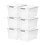 Iris Store & Slide 61 Quart Storage Bin with Lid, Plastic, Clear, 6/Carton (270017)~#|#~12D25DE6-3E72-4E63-AA6D4F1E746133FF_sc7