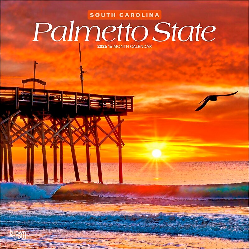 2026 BrownTrout Palmetto State South Carolina Places 12" x 12" Monthly Wall Calendar (9798330705061) image 1