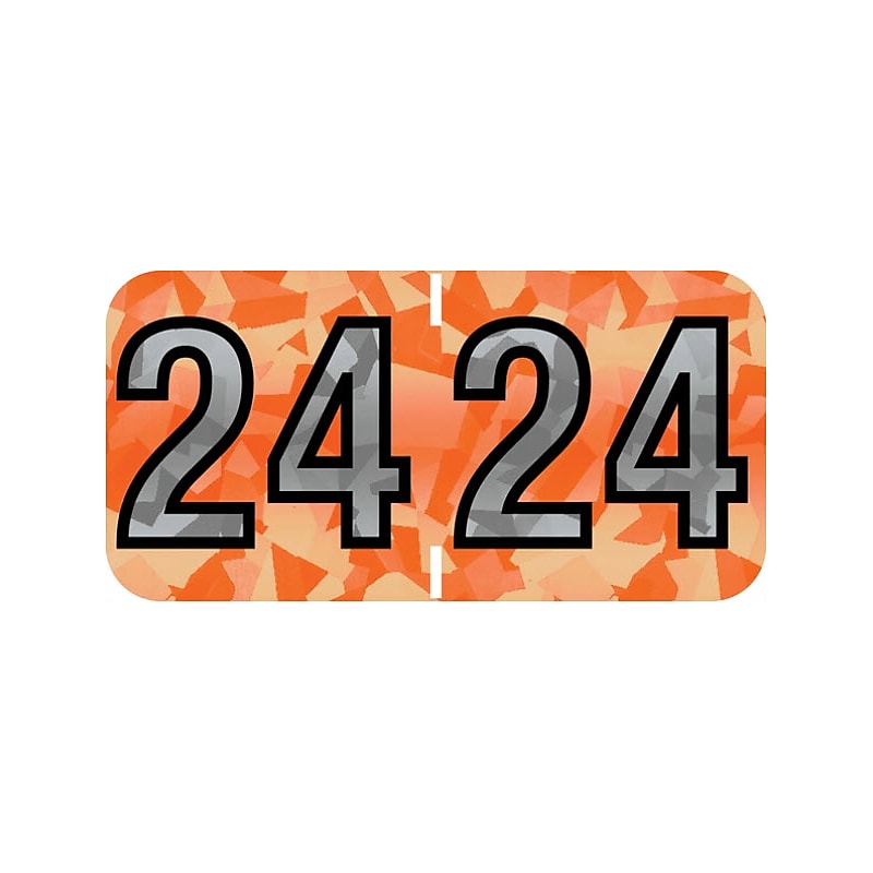 Medical Arts Press Holographic End-Tab Year Labels, 2024, Orange, 500/Roll (074HOR) image 1