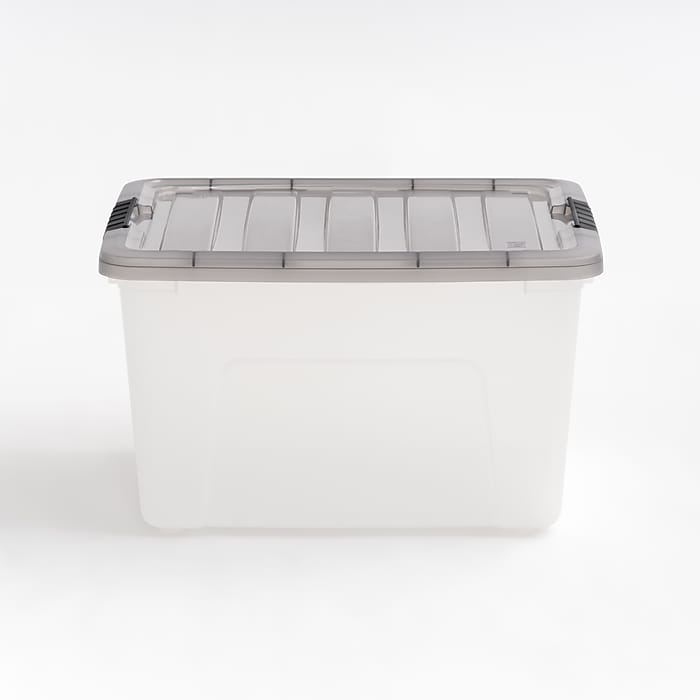 Iris 40 Quart Stack and Pull Plastic Latching Storage Bin, Clear