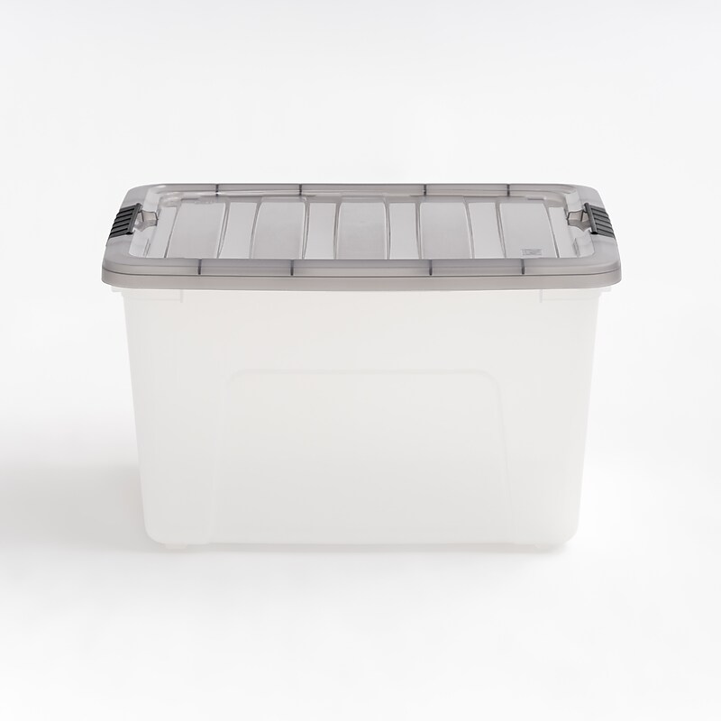 Iris 40 Quart Stack and Pull Plastic Latching Storage Bin, Clear (500209) image 1