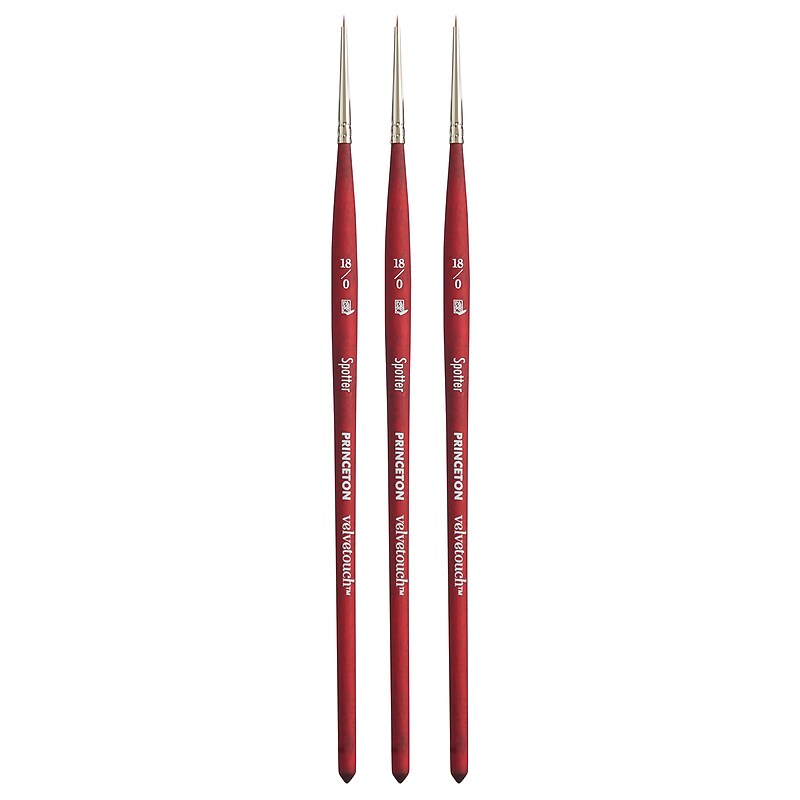 Princeton Velvetouch Mixed Media Synthetic Spotter Brush, 3/Pack (PBXP3950SP180-3) image 1