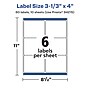 Avery Laser/Inkjet Multipurpose Labels, 3 1/3" x 4", White, 6 Labels/Sheet, 10 Sheets/Pack (94215)~#|#~12F03BFD-5DE0-4884-85A6D3B205FED98E_sc7