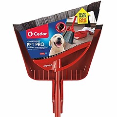 O-Cedar PowerCorner Pet Pro Plastic Broom & Dustpan Set, Red