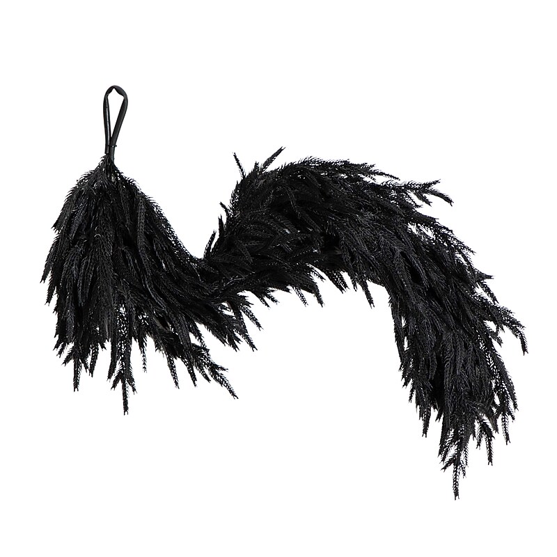 Nearly Natural Artificial Real Touch Halloween Black Norfolk Island Pine Garland, 4' (W1381) image 1
