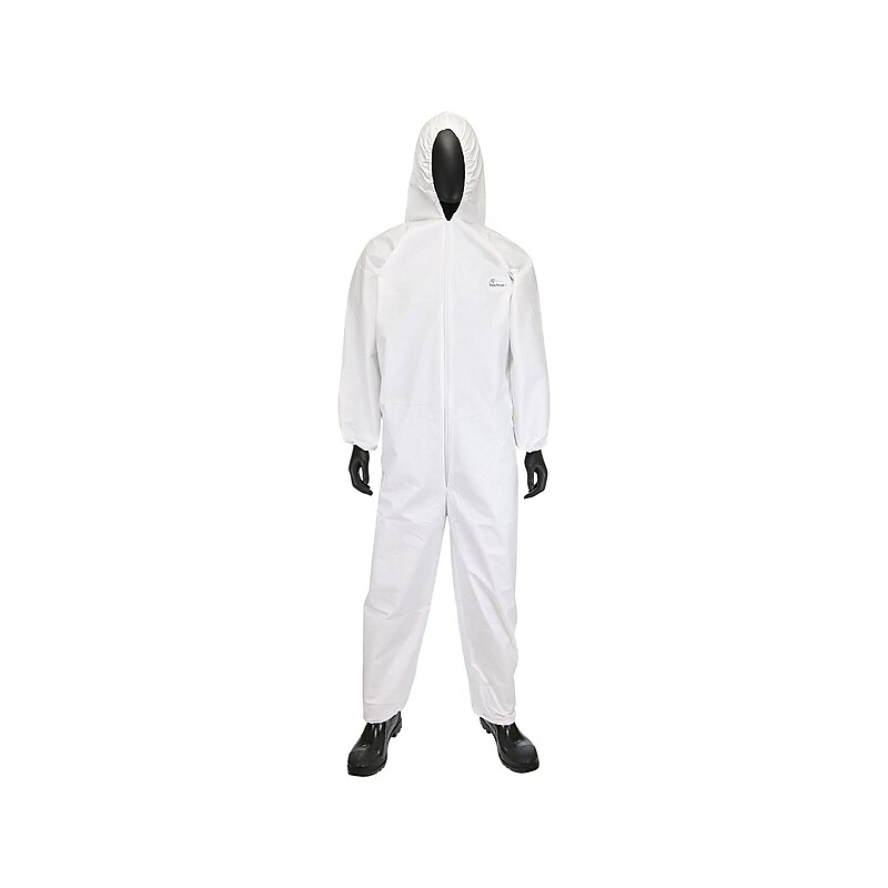PosiWear Breathable Advantage Coverall with Hood, Elastic Wrist and Ankle, White, XL, 25/Carton (3606/XL) image 1