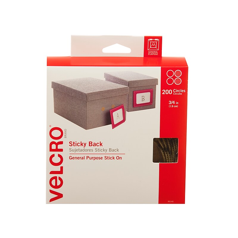 Velcro® Brand 3/4" Sticky Back Hook & Loop Fastener Dots, Beige, 200/Pack (90140) image 1