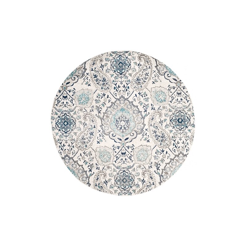 Safavieh Madison Collection 8' Round Indoor Area Rug, Machine Made, Cream/Light Grey (MAD600C-8R) image 1